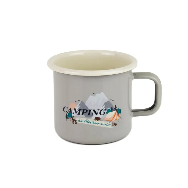 Münder Nostalgie Becher 8 cm 250 ml Camping Grau Creme
