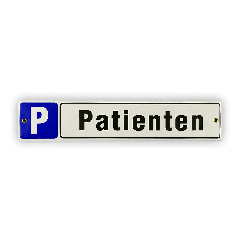 Münder Email P Patienten Emailschild 40x8 cm weiß/blau