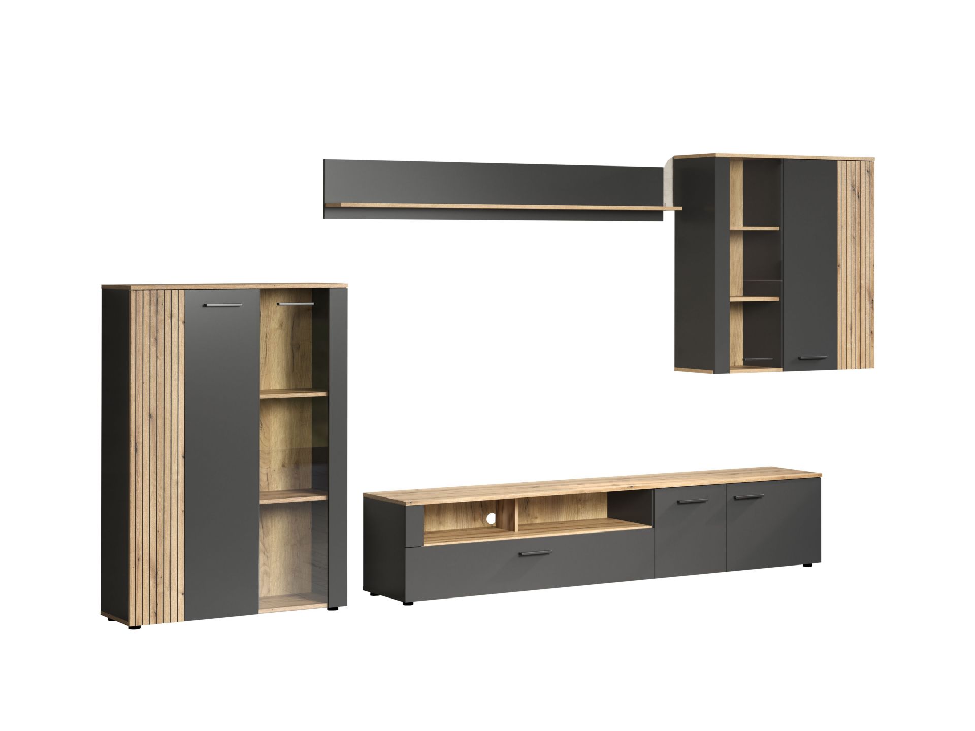 trendteam Esteban Anbauwand 4-tlg Anthrazit Eiche