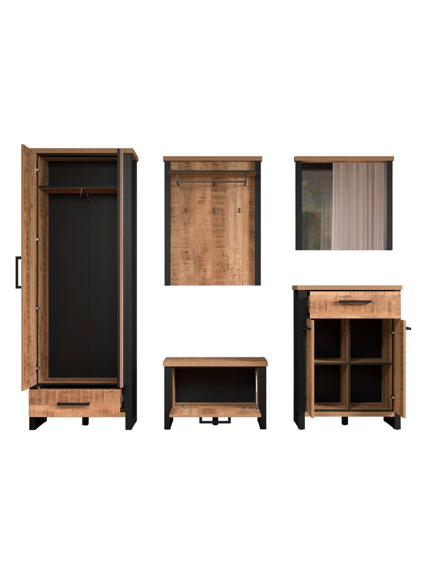 trendteam Enna Garderobenkombination 5-tlg Mango Schwarz