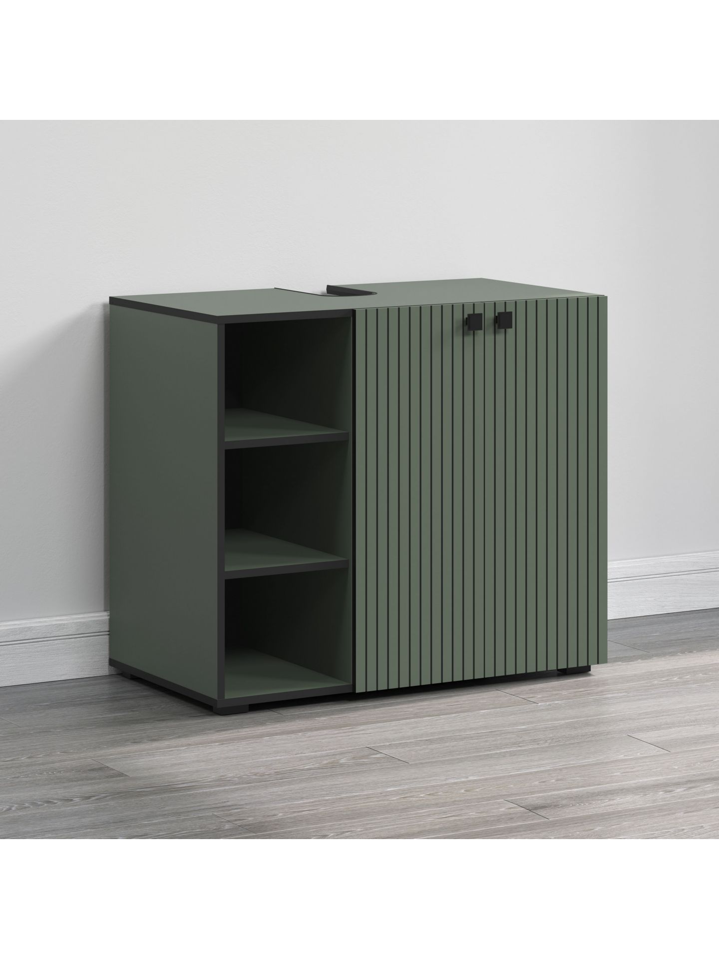 trendteam PureBliss Waschbeckenunterschrank Grün Schwarz
