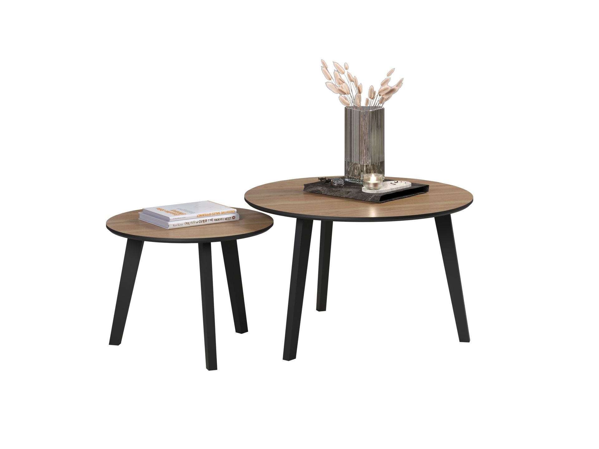trendteam Ronin Couchtisch-Set Eiche 2er Schwarz Holz