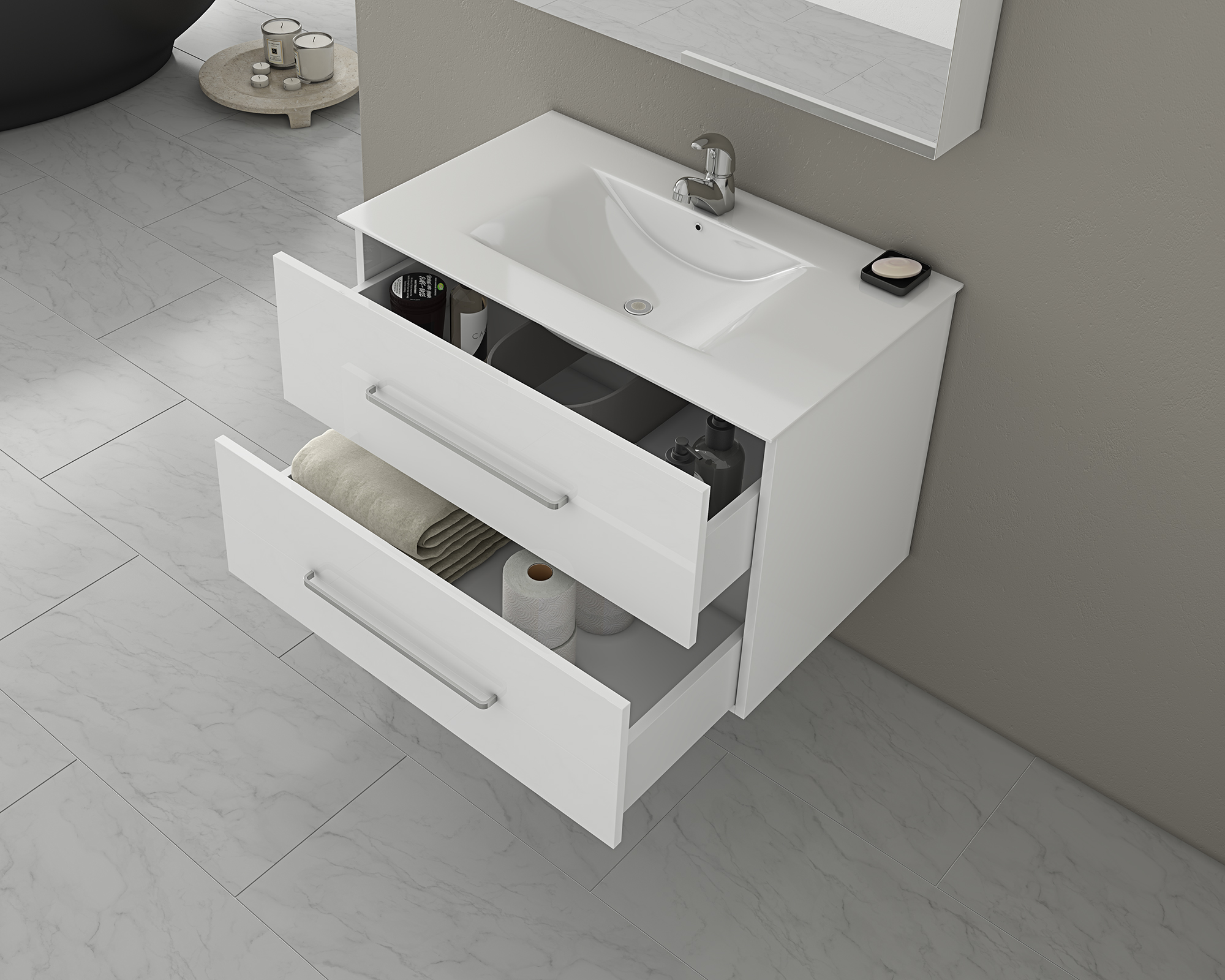 DROP Martinidis TORINO 90 White Badmöbel Weiß 90 cm