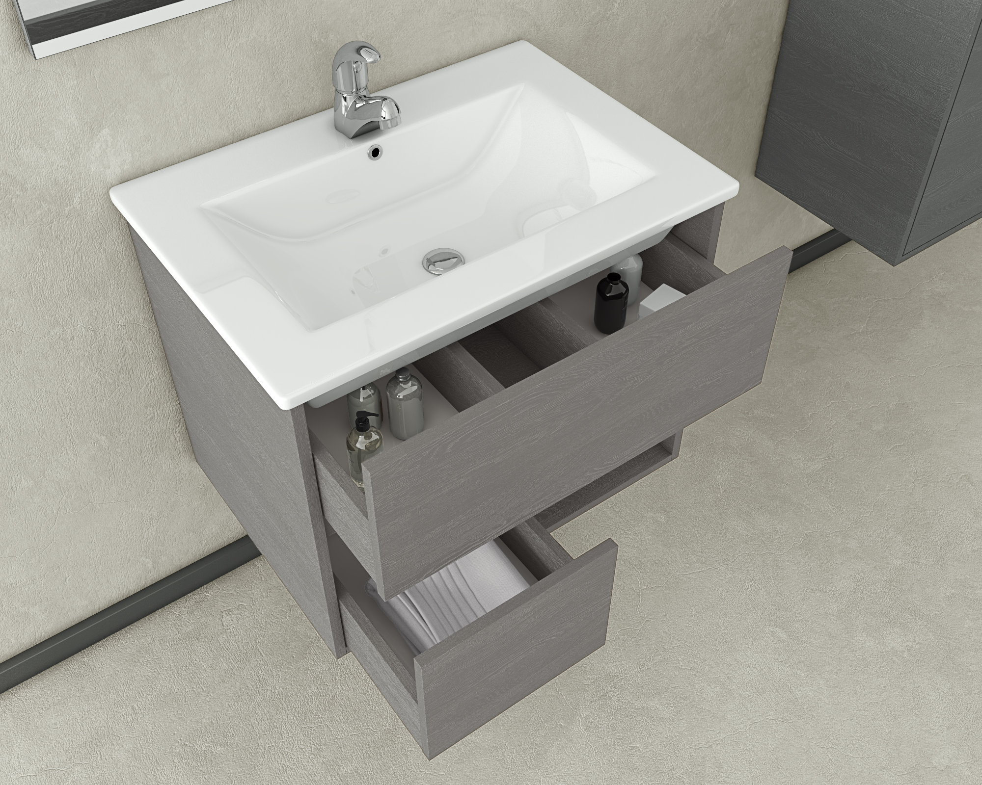 DROP Sorrento 65 Cement Badmöbel 65 cm Zement