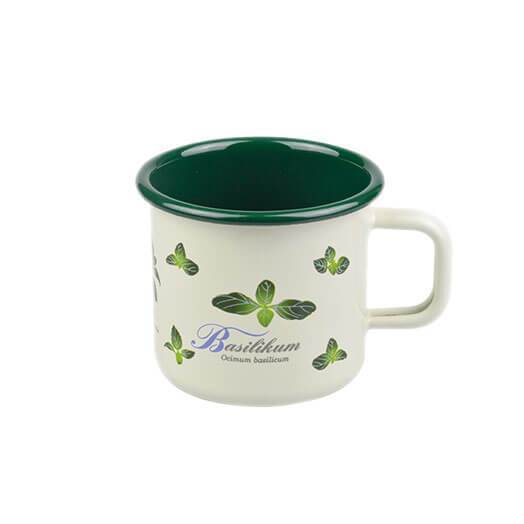 Münder Nostalgie Becher 8 cm Emaille creme grün Kräuter 250 ml
