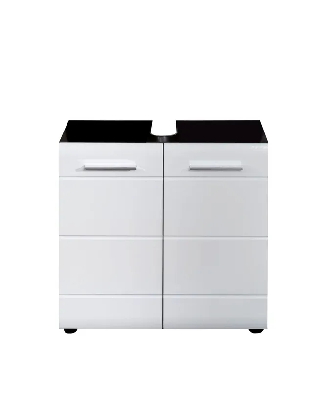 trendteam Line Waschbeckenunterschrank rauchsilber weiß