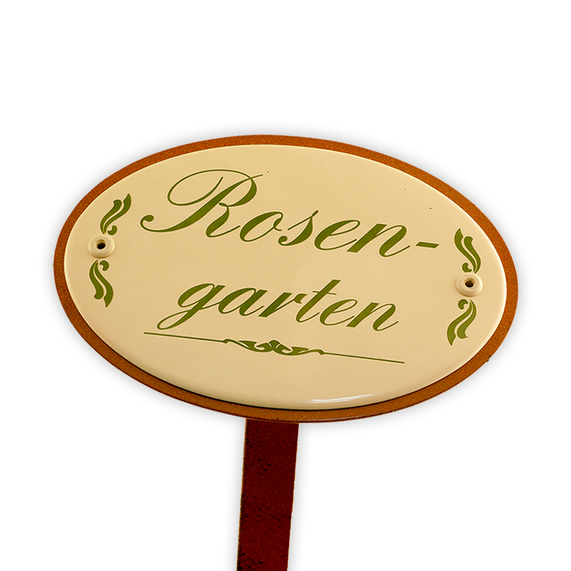 Münder Email Rosengarten Gartenstecker Schild 15x10 cm Erdspieß