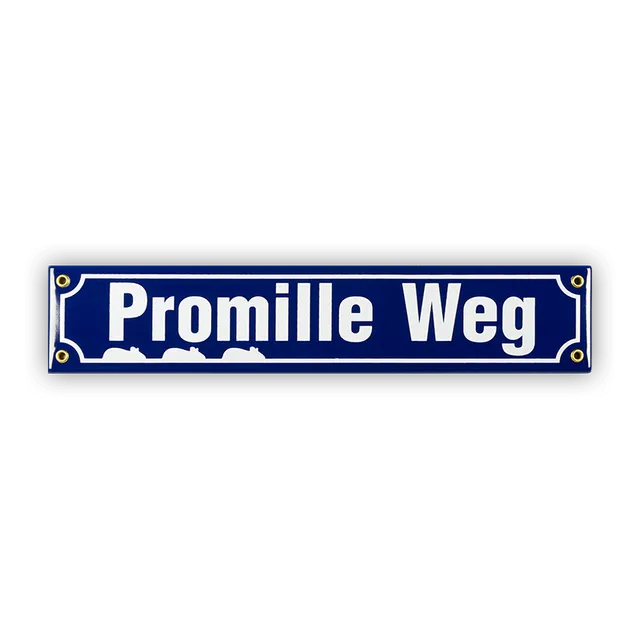 Münder Email Emaille Lagerschilder Mini-Straßenschild Promille Weg 40x8