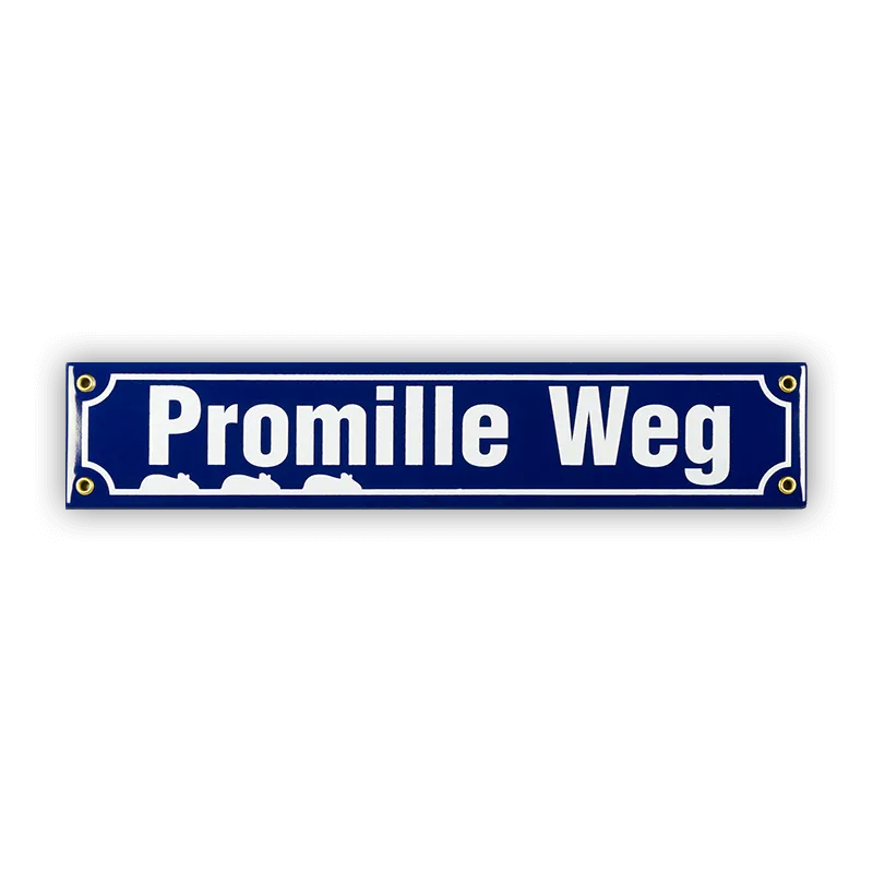 Münder Email Emaille Lagerschilder Mini-Straßenschild Promille Weg 40x8