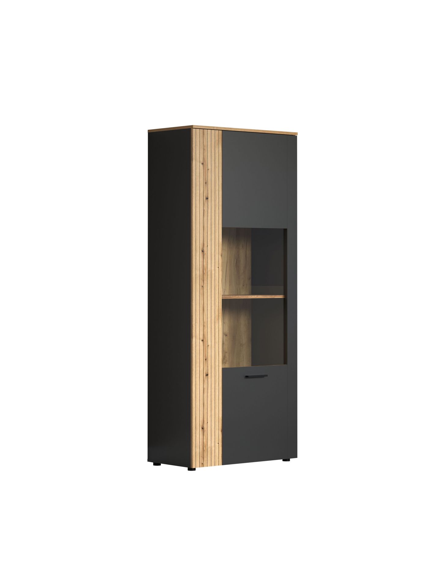 trendteam Esteban Vitrine Anthrazit Coast Evoke Oak Standvitrine