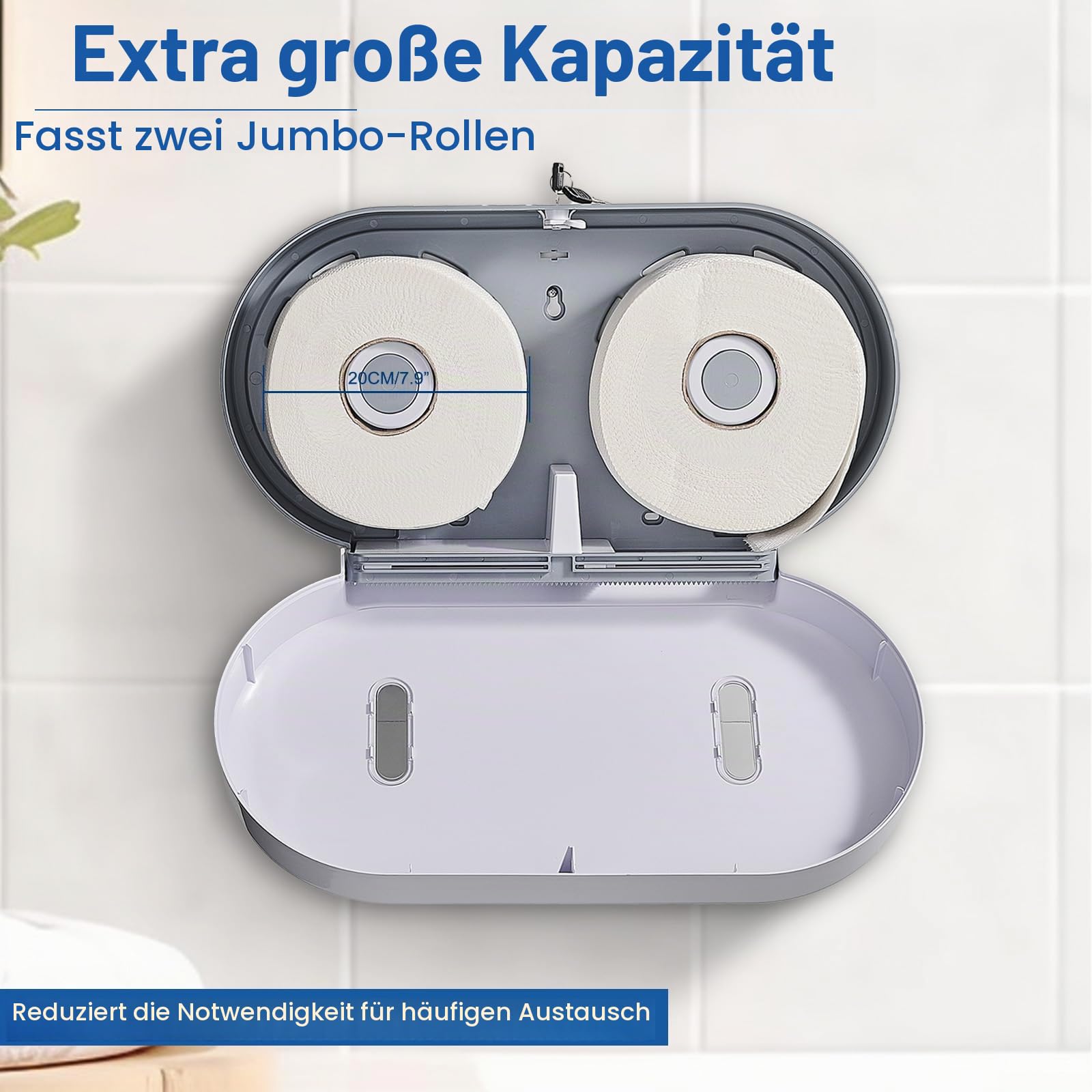 Pollock Toilettenpapierspender Doppel Weiß Jumbo