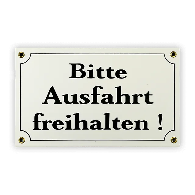 Münder Email Lagerschilder Emailschild Ausfahrt freihalten 25x15 cm