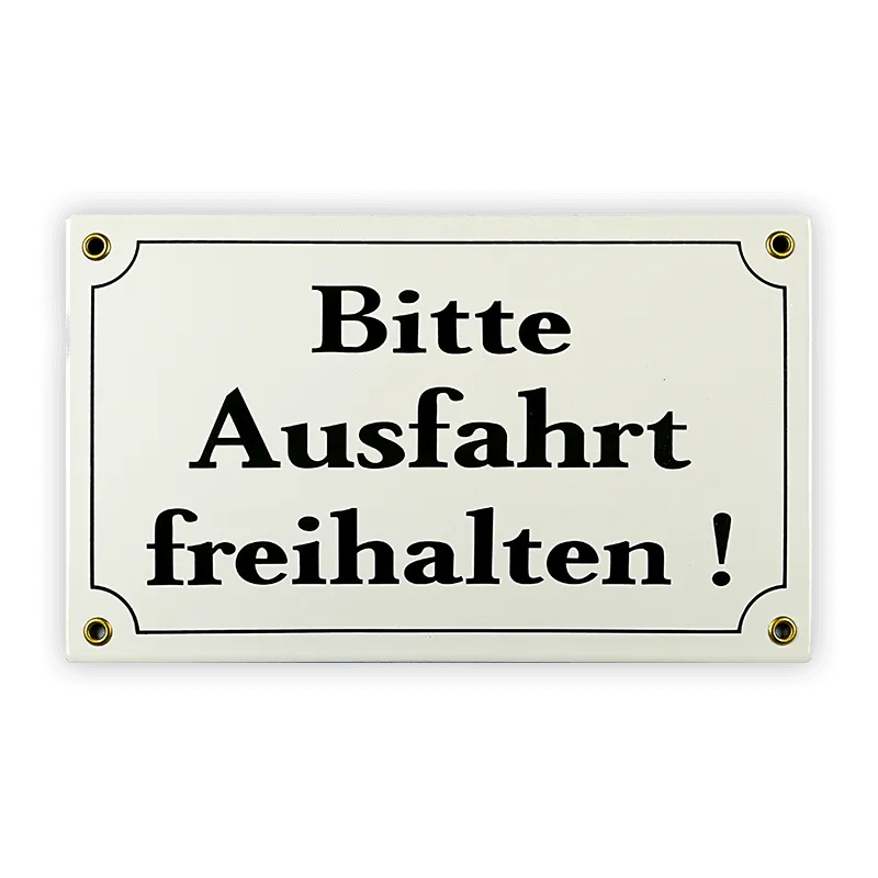 Münder Email Lagerschilder Emailschild Ausfahrt freihalten 25x15 cm