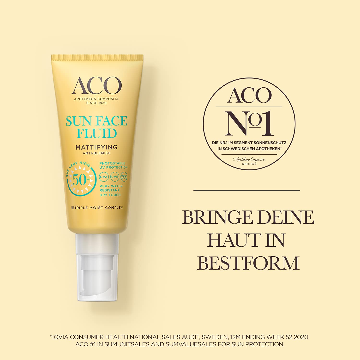 ACO Sun Face Fluid LSF 50+ mattierend 40 ml Mischhaut