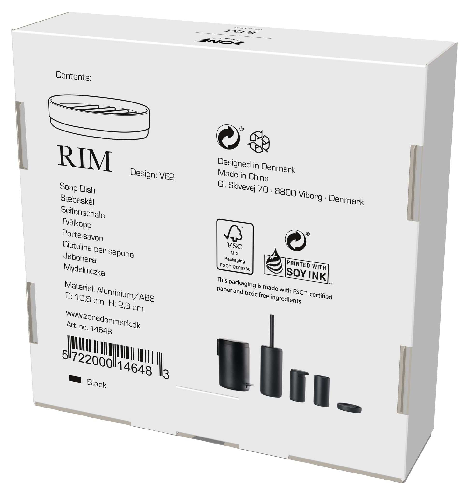 Zone Denmark Rim Seifenschale Schwarz rund 10,8 cm