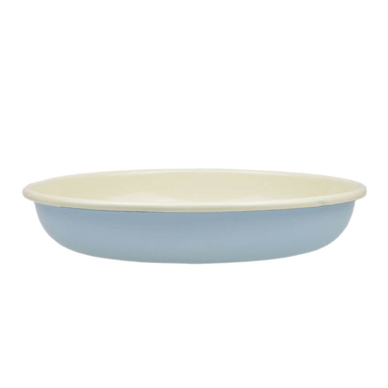 Münder Email Teller tief 24 cm pastell hellblau/creme 1,7 l