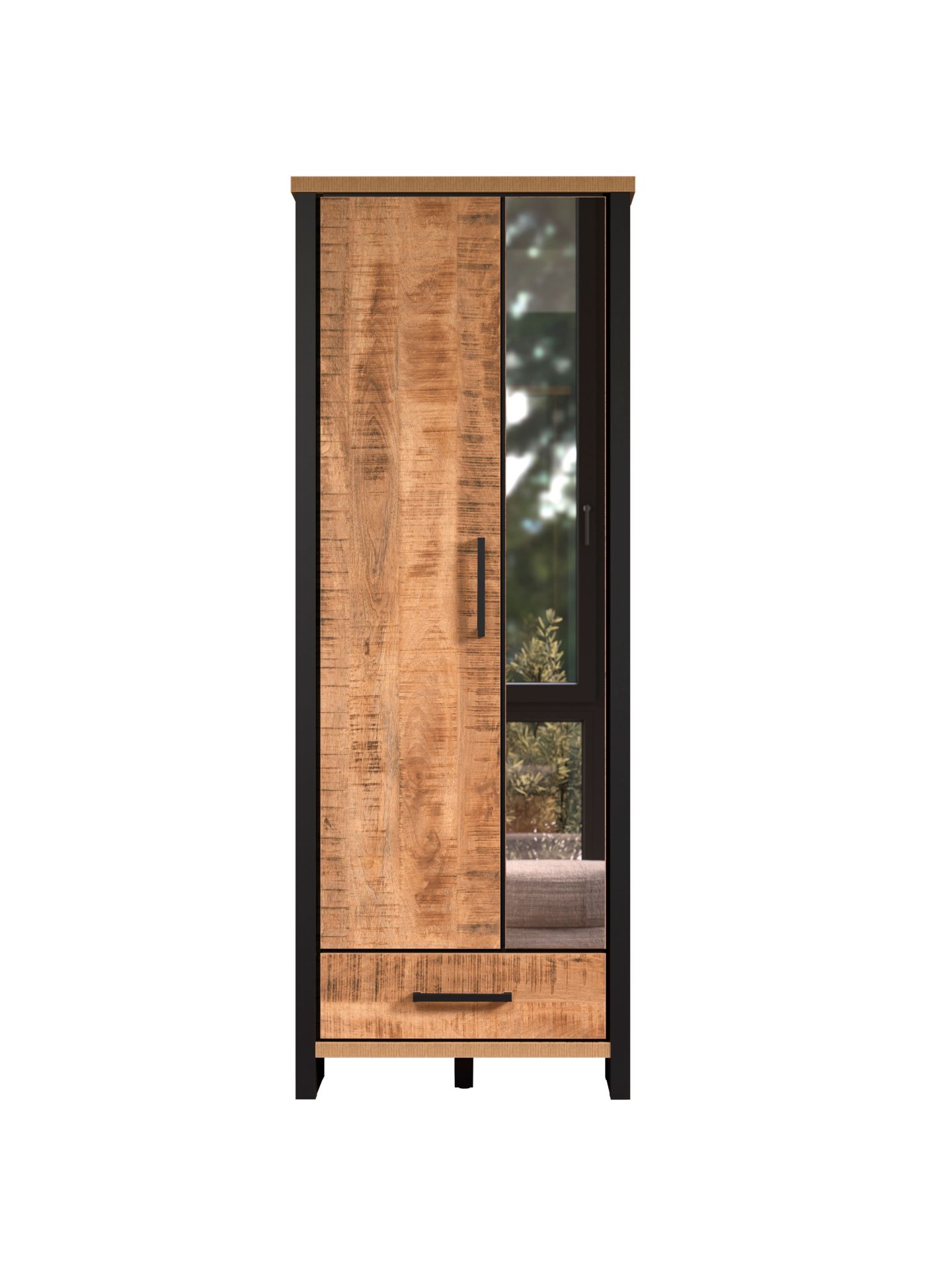trendteam Enna Garderobenschrank Mango Schwarz Griff