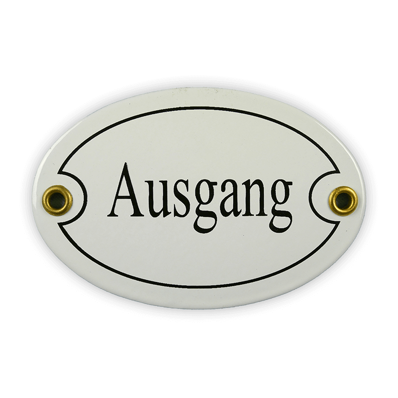 Münder Email Lagerschilder Ausgang Emailschild oval 10,5x7 cm