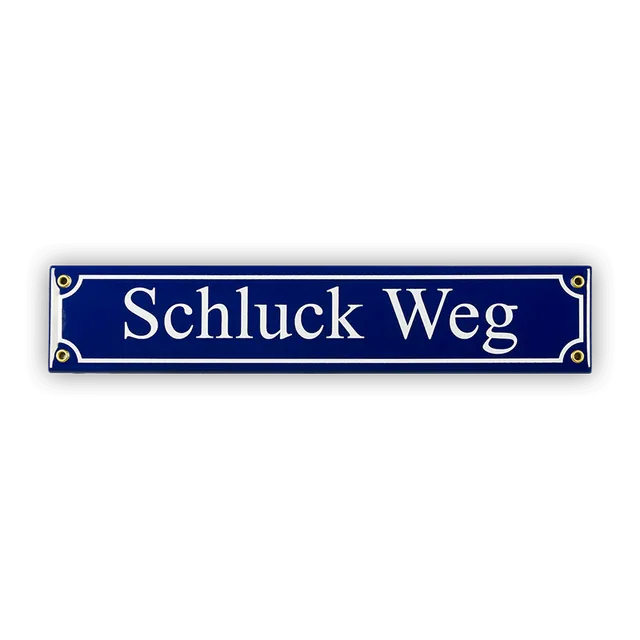 Münder Email Emaille Lagerschilder Schluck Weg Straßenschild 40 cm blau