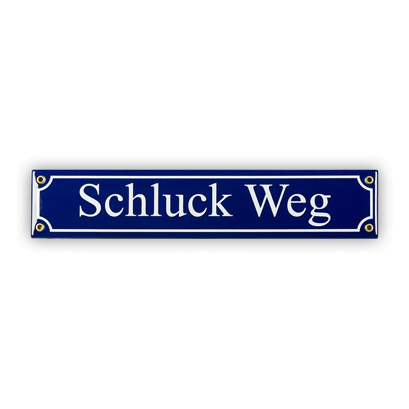 Münder Email Emaille Lagerschilder Schluck Weg Straßenschild 40 cm blau