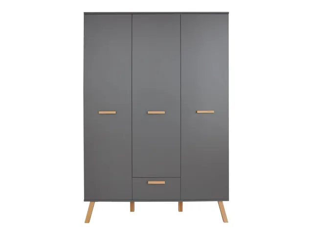 trendteam Mats Kleiderschrank 3TR 1SK grau Kinderschrank