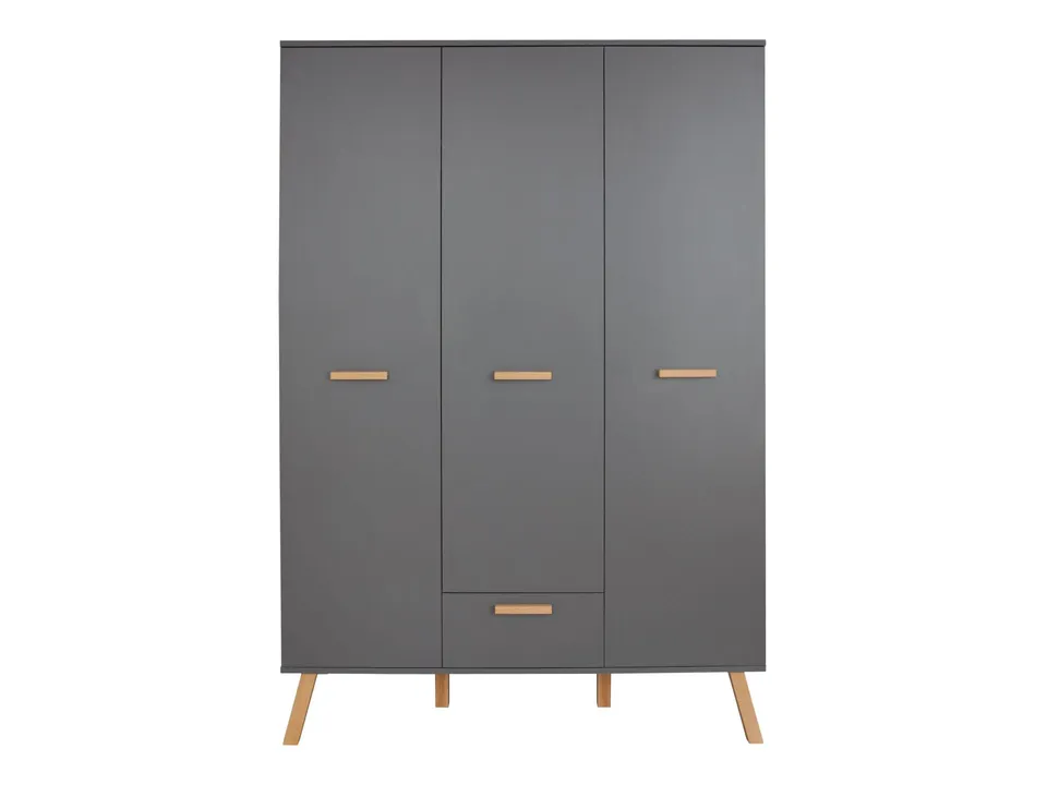 trendteam Mats Kleiderschrank 3TR 1SK grau Kinderschrank