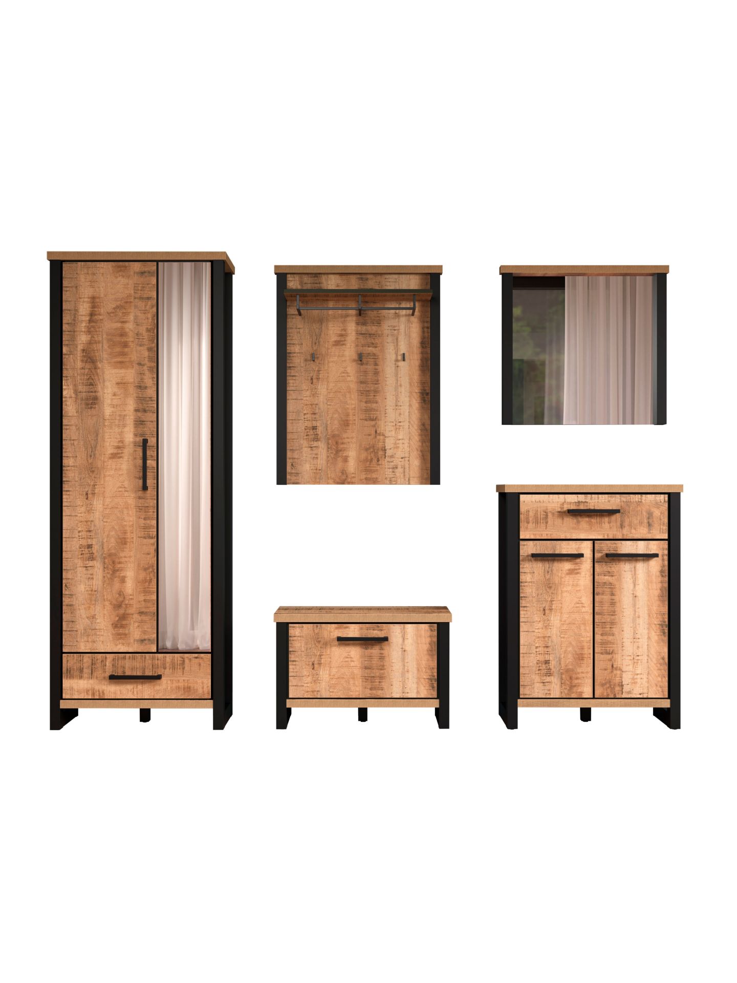trendteam Enna Garderobenkombination 5-tlg Mango Schwarz