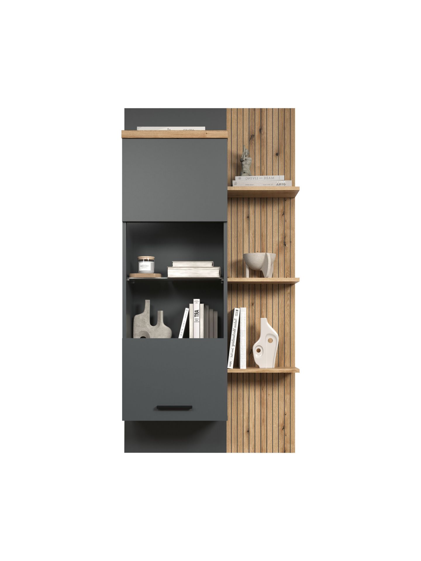 trendteam Baggio Set Hängevitrine anthrazit Eiche