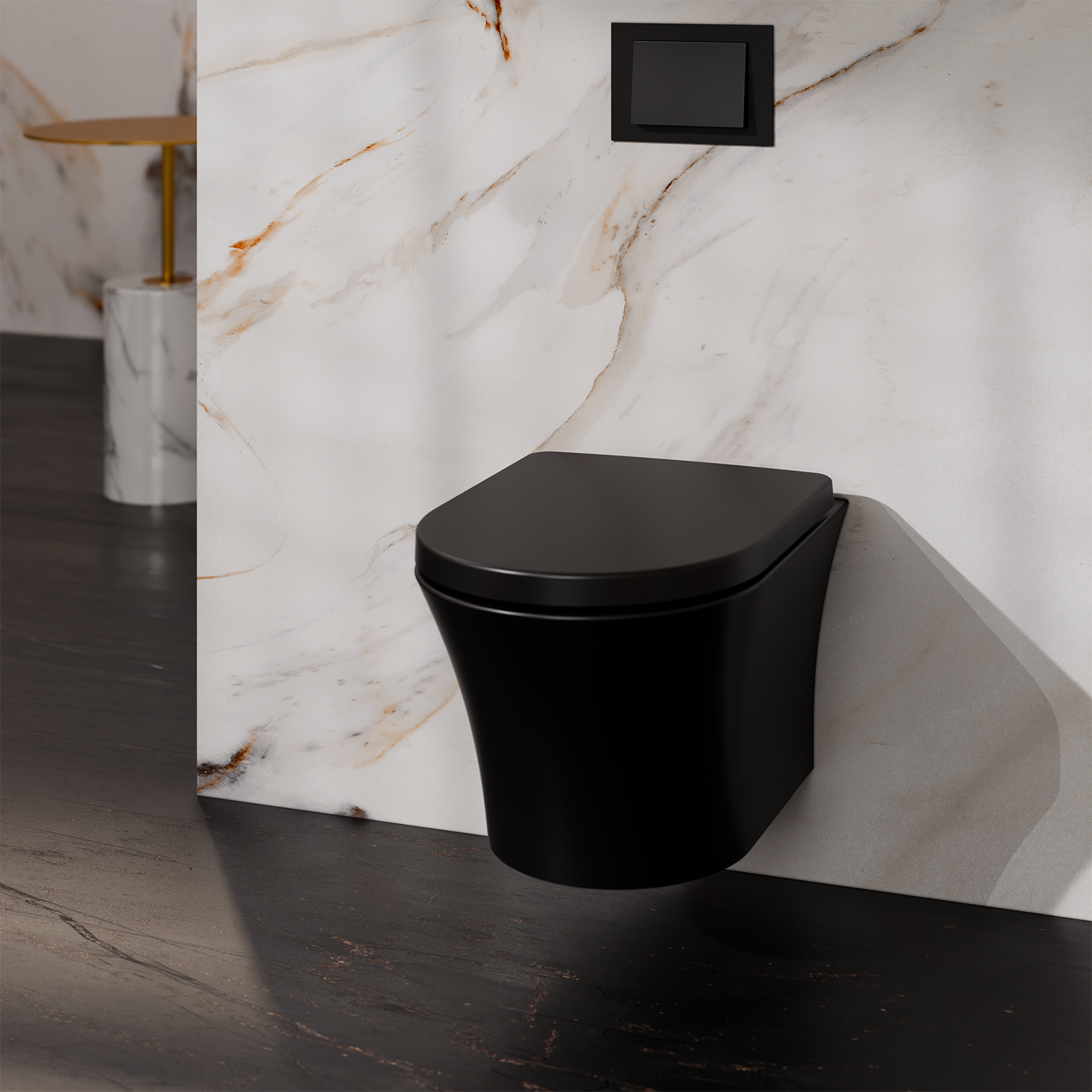 Treos Serie 810 Wand-WC Tiefspüler spülrandlos schwarz mit Sitz