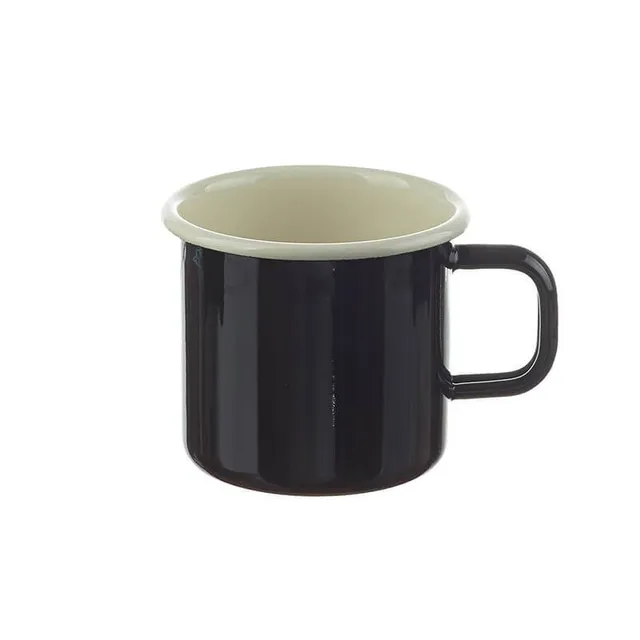 Münder Email Nostalgie-Geschirr Becher 8cm schwarz/creme 250ml