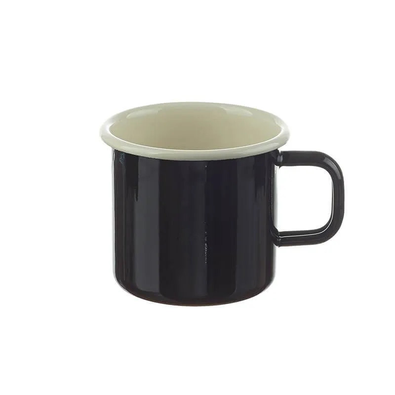 Münder Email Nostalgie-Geschirr Becher 8cm schwarz/creme 250ml