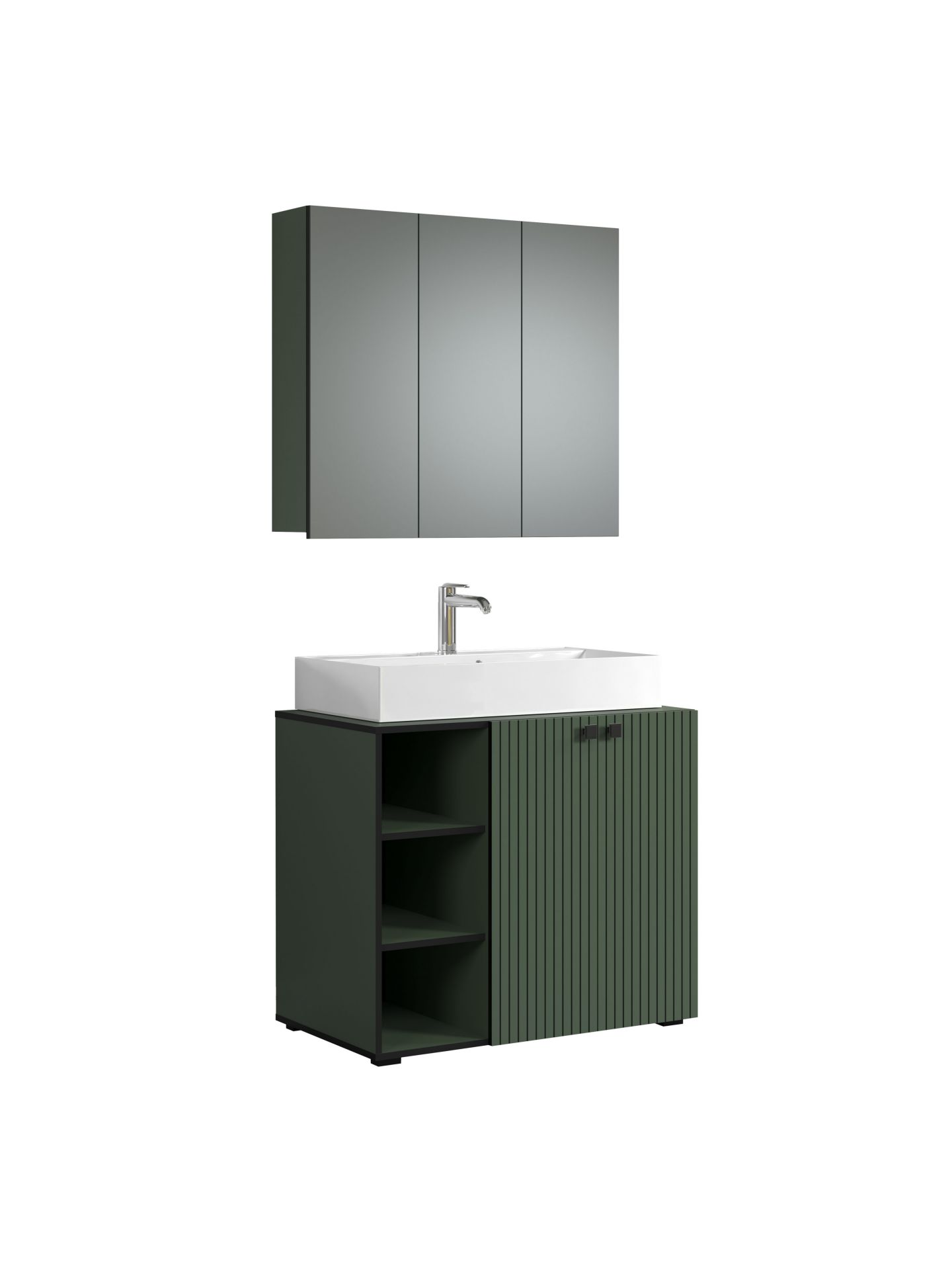 trendteam PureBliss Waschbeckenunterschrank Grün Becken