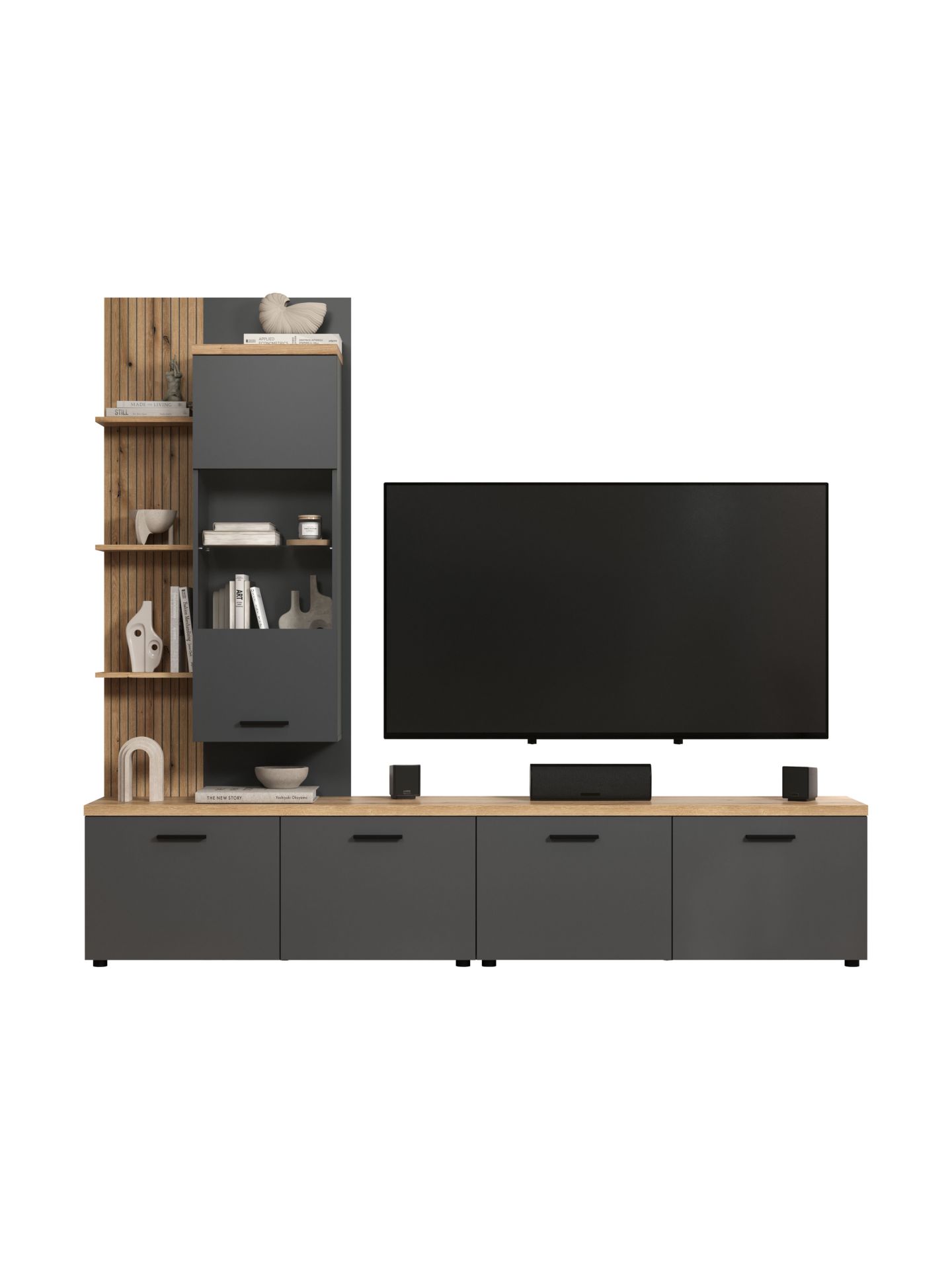 trendteam Baggio Wohnwand Anthrazit Coast Evoke Oak