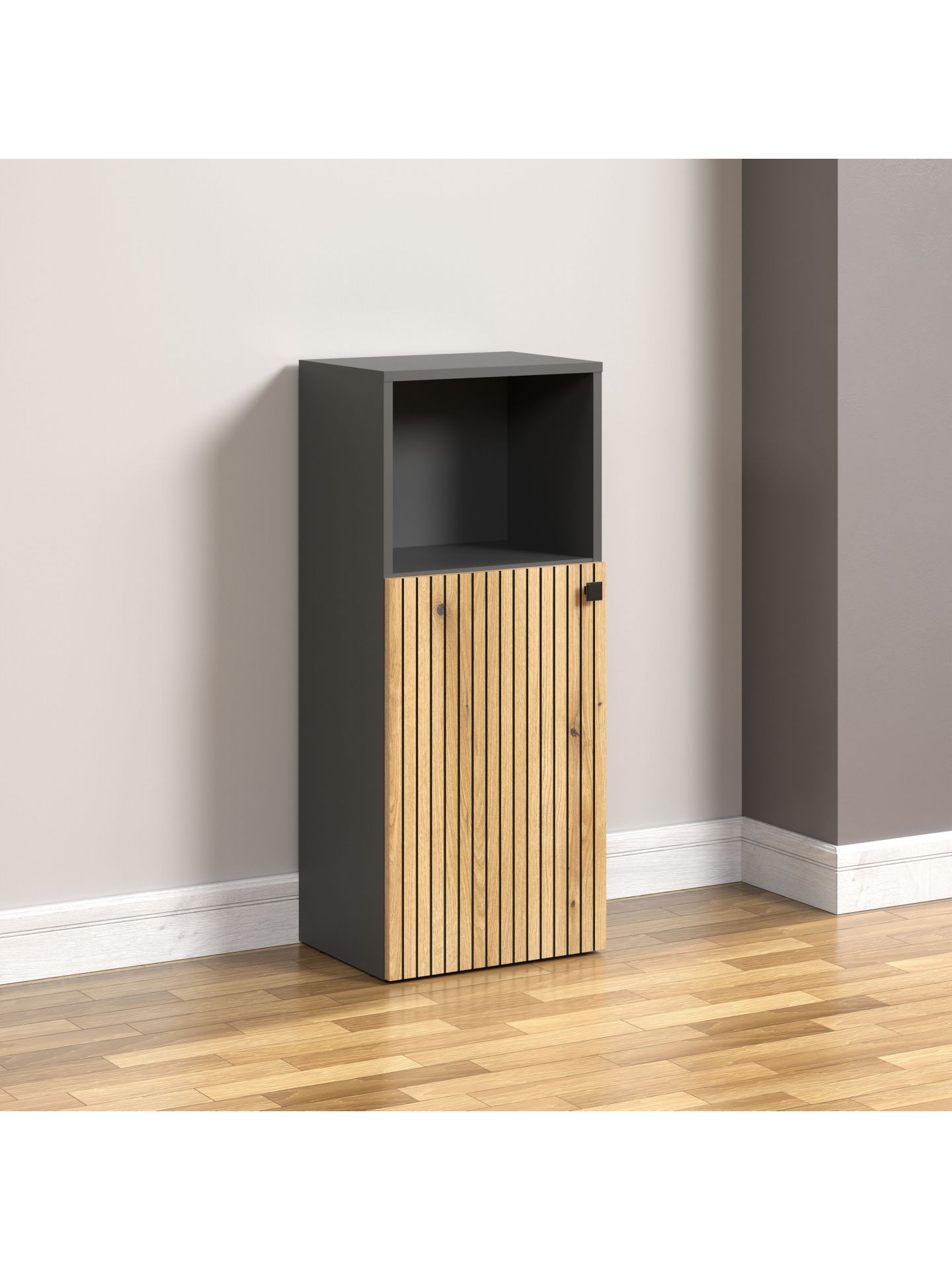 trendteam PureBliss Standschrank Badschrank Anthrazit Eiche
