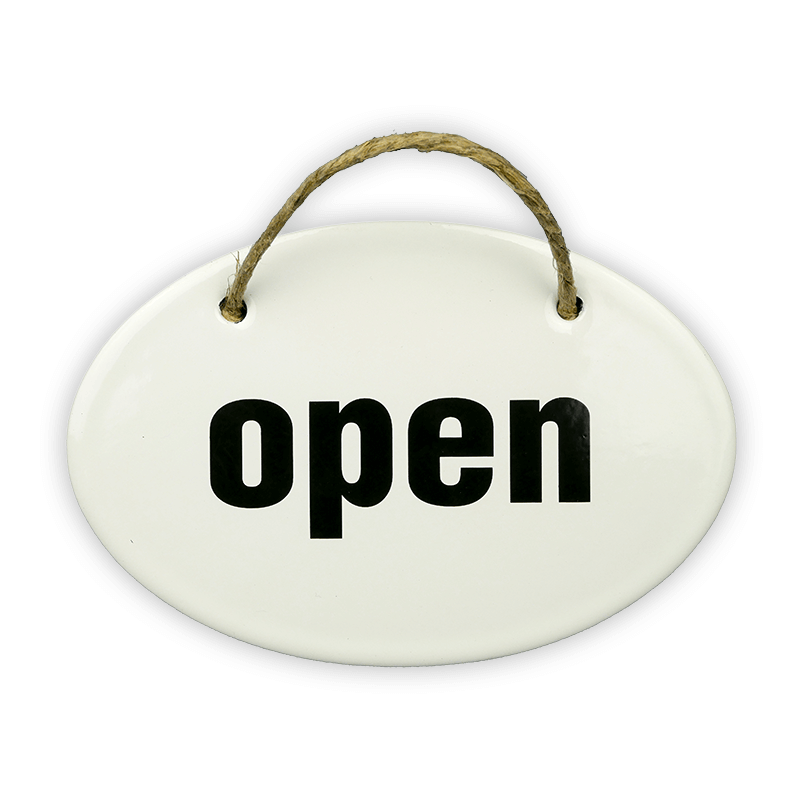 Münder Email Lagerschilder open/closed Wendeschild oval 15x10cm