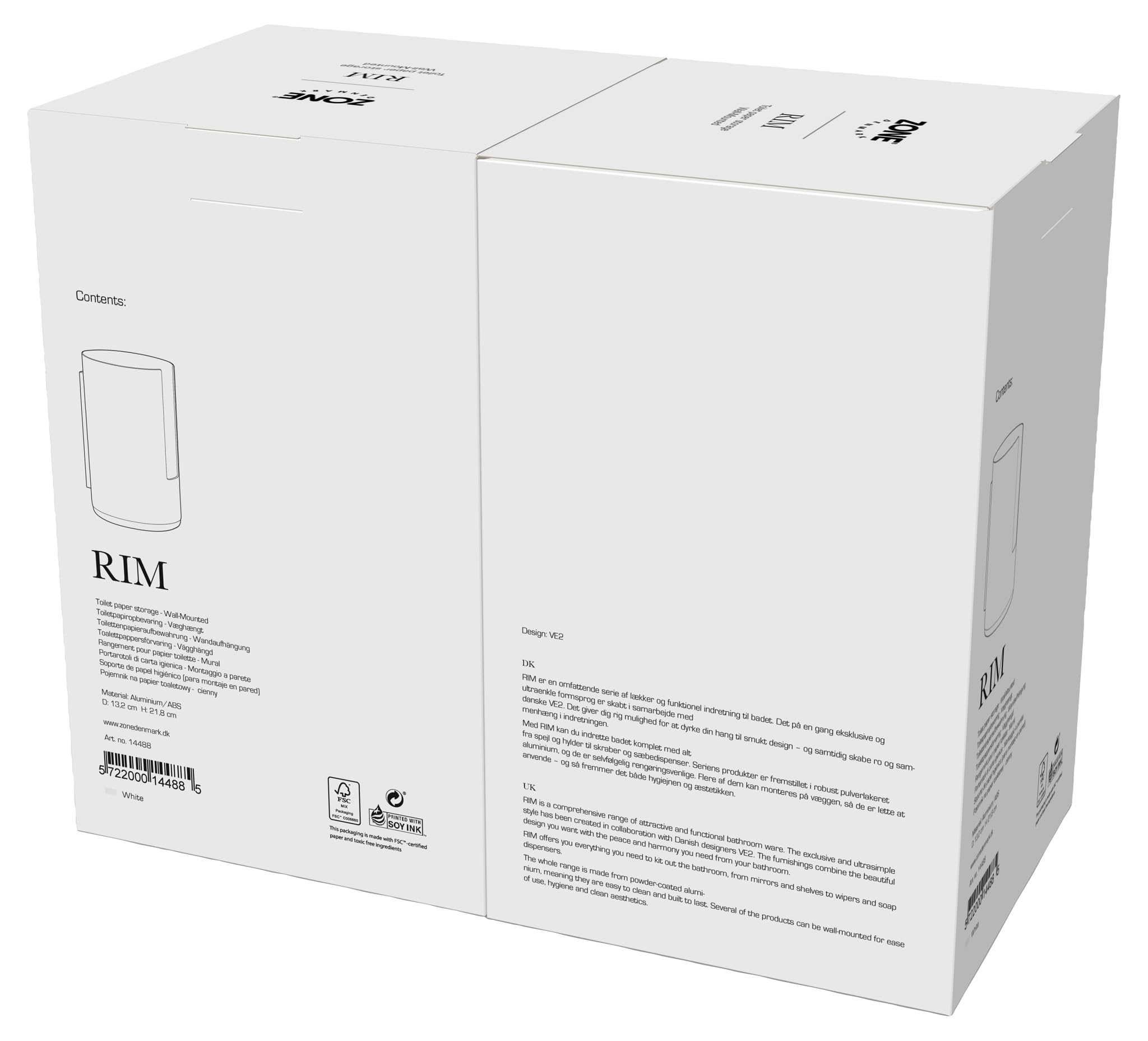 Zone Denmark Rim Toilettenpapieraufbewahrung Wand Weiß