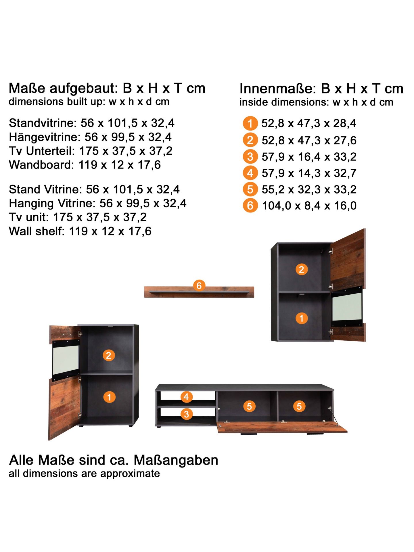 trendteam Mango Anbauwand Stapel Matera / Old Wood