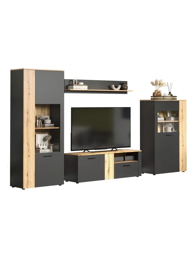 trendteam Esteban Anbauwand 4-tlg. Anthrazit Coast Evoke Oak