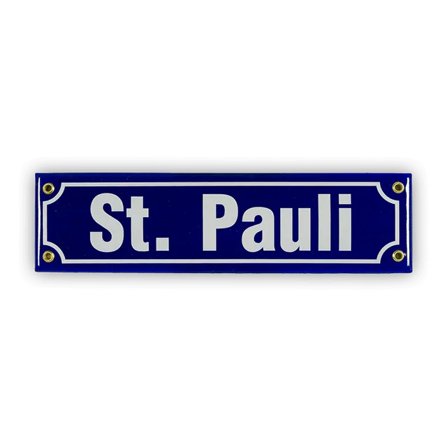 Münder Email St. Pauli Mini-Straßenschild Emaille 30 cm blau/weiß