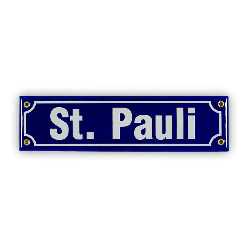 Münder Email St. Pauli Mini-Straßenschild Emaille 30 cm blau/weiß