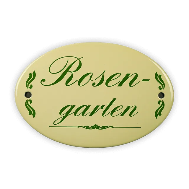 Münder Email Emaille Lagerschilder Rosengarten Emailschild oval 15x10cm
