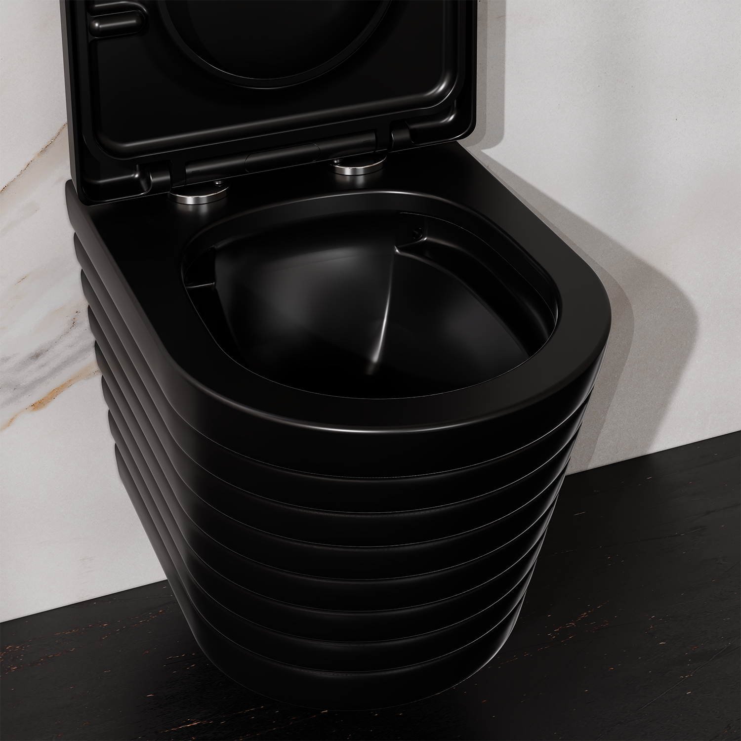 Treos Serie 810 Wand-WC Set Schwarz Spülrandlos 49 cm