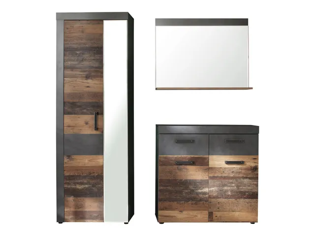 trendteam Indy GD-Kombination Graphit Old Wood Garderobe