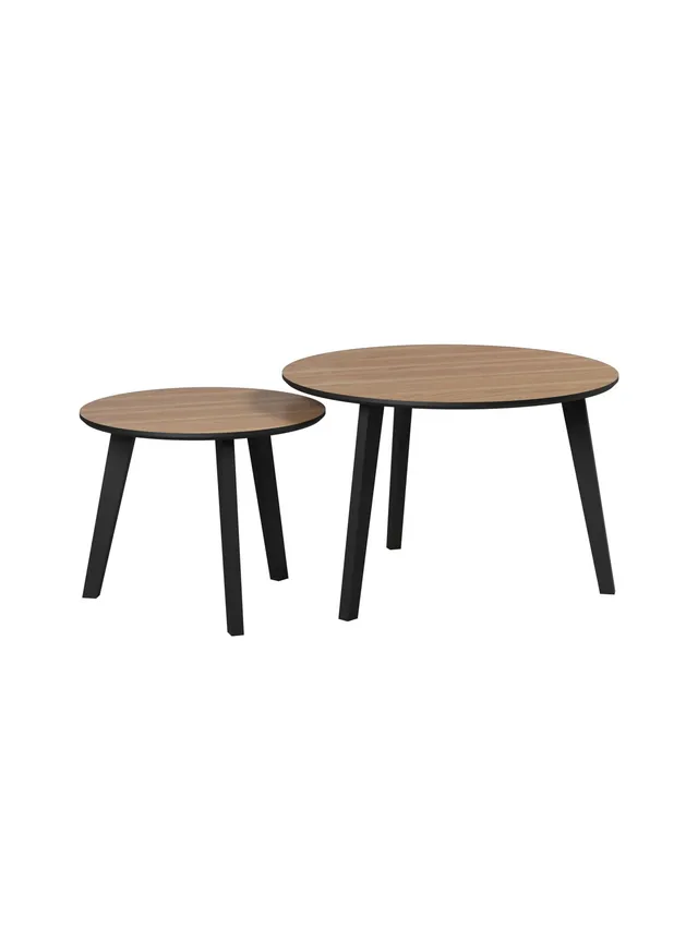 trendteam Ronin Couchtisch-Set Eiche 2er Schwarz Holz