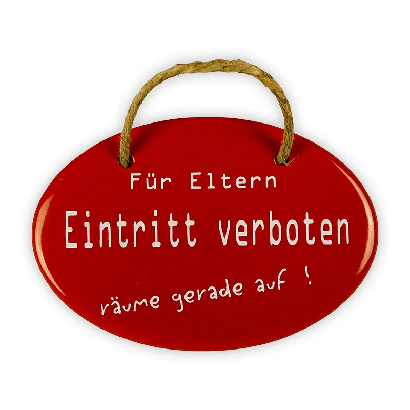 Münder Email Schild oval 10,5x7 Emailschild Für Eltern Eintritt verboten