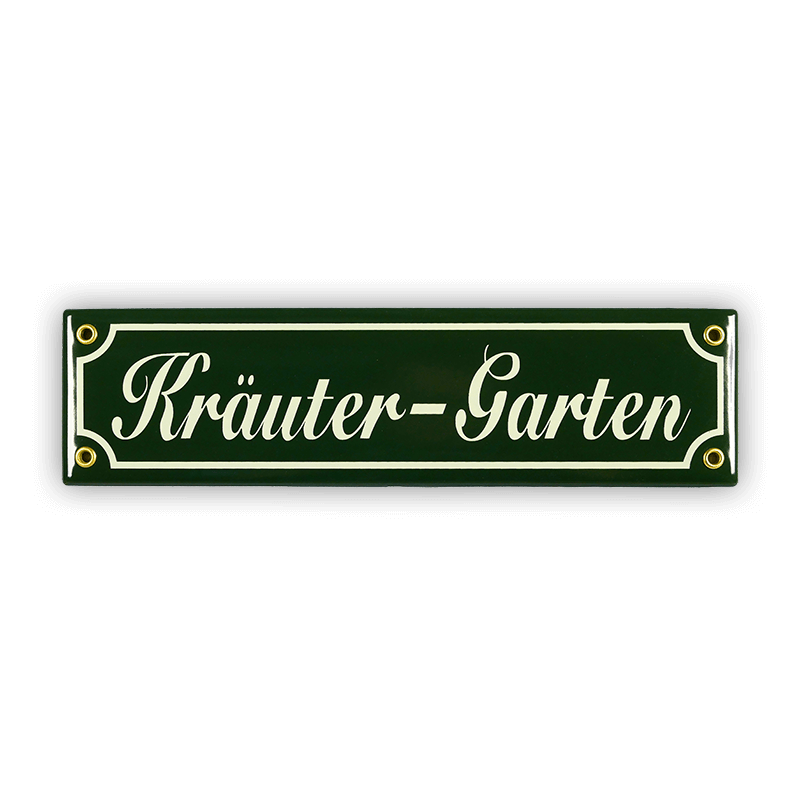 Münder Email Mini-Straßenschild Kräuter-Garten 30x8 cm grün/beige