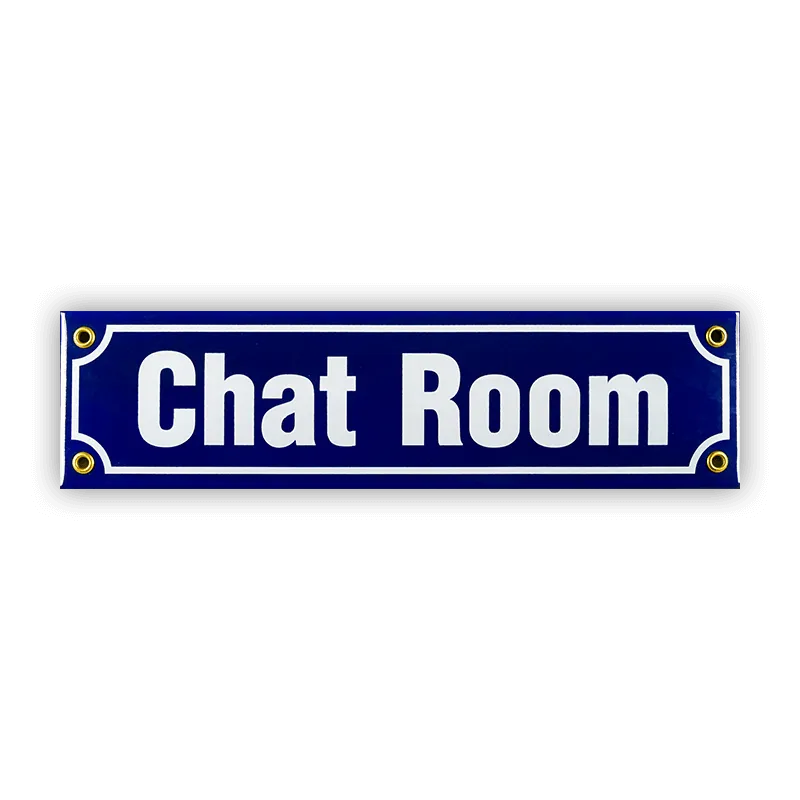 Münder Email Lagerschilder Chat Room Mini-Straßenschild 30x8 cm