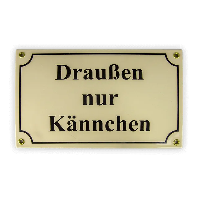 Münder Email Schild Draußen nur Kännchen 25x15 cm