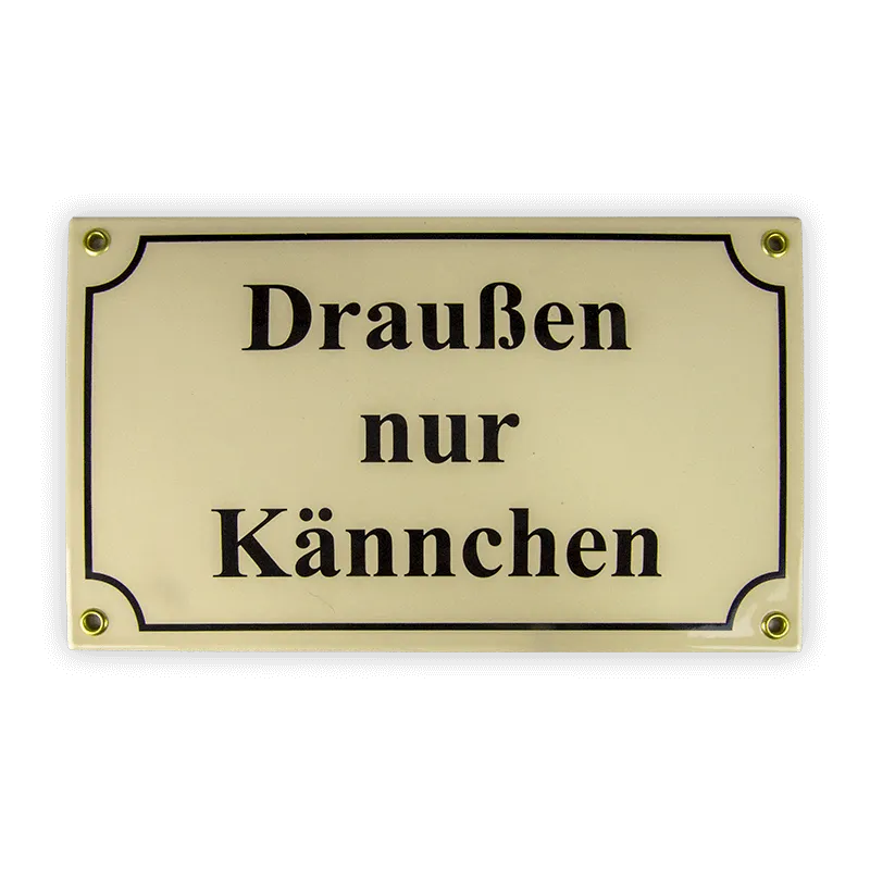 Münder Email Schild Draußen nur Kännchen 25x15 cm