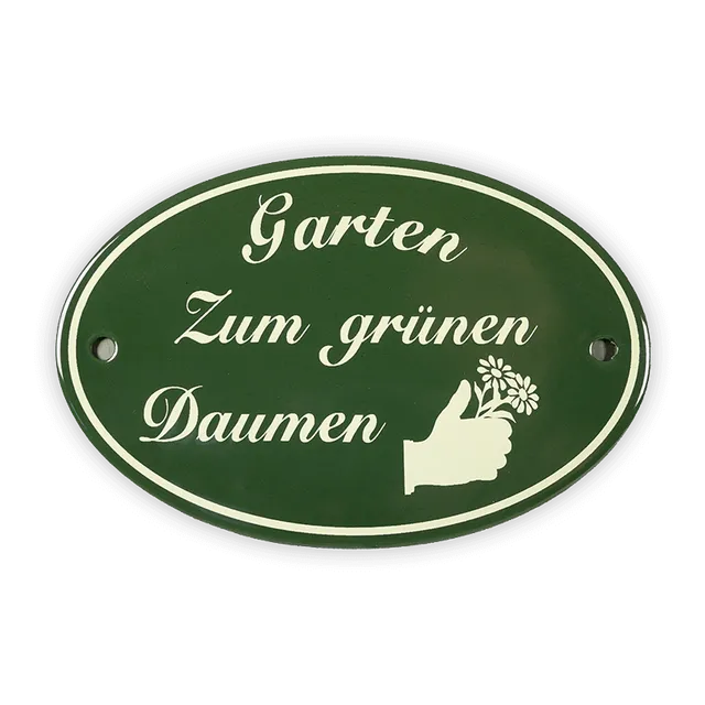 Münder Email Emaille Lagerschilder oval 15x10 Emailschild Garten Zum grünen Daumen